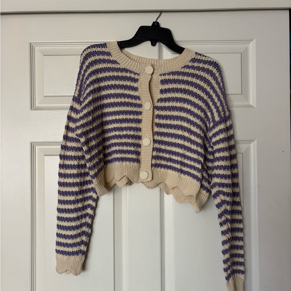 Crochet striped cardigan